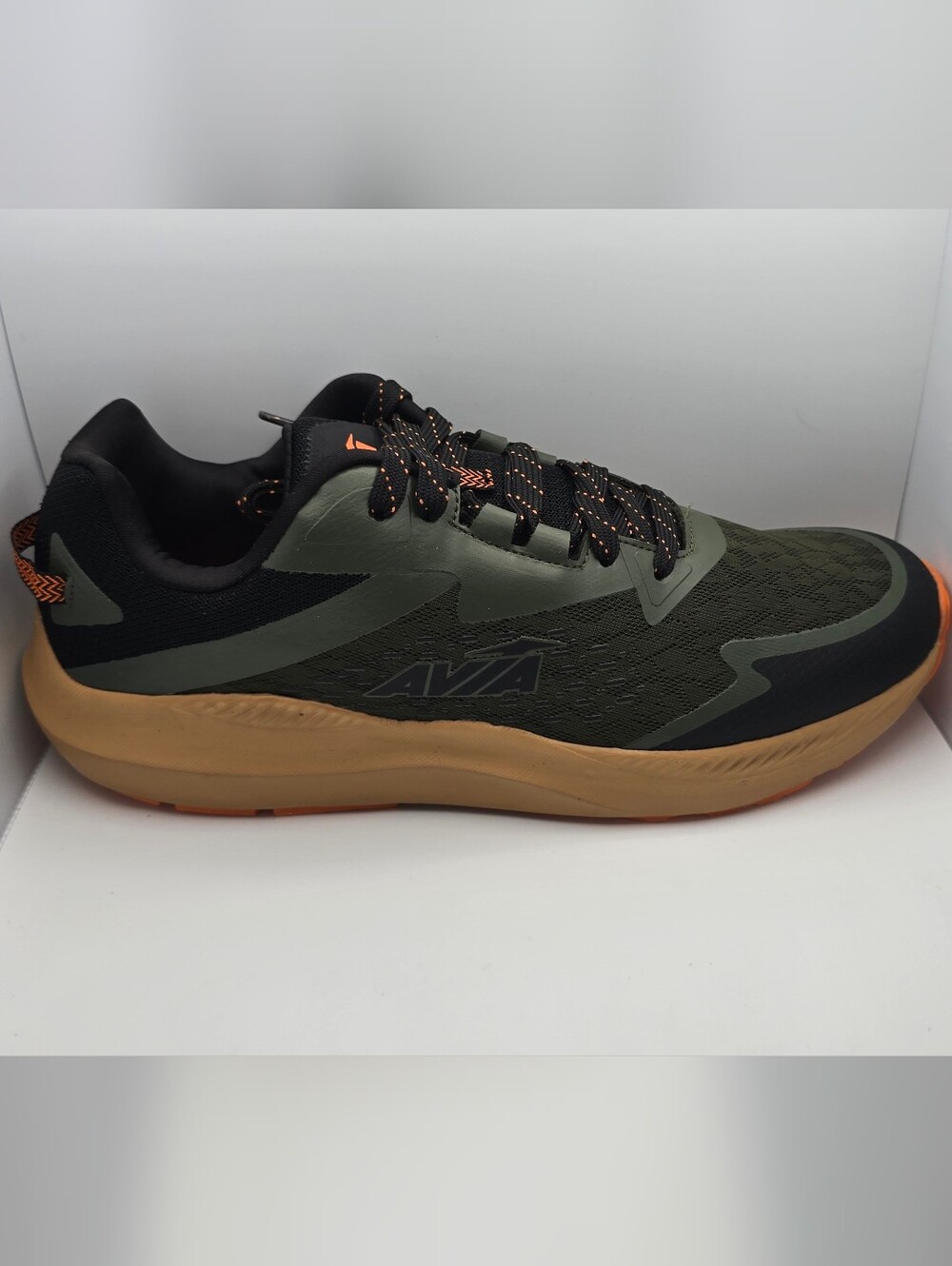 Avia Men's Olive Green and Black Sneakers with Gum Sole